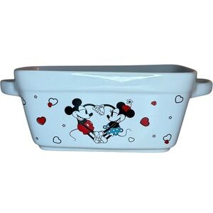 Disney Mickey & Minnie Mouse Ceramic Loaf Baking Pan NEW